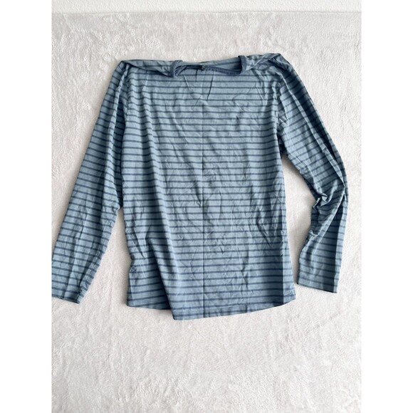 Lululemon Tee Shirt Long Sleeve Basic Mens Striped Stretch Performance Large - Picture 8 of 10
